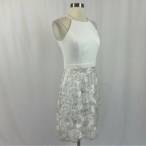 Vince Camuto Women's Cocktail Dress Size 10 White Embroidered Crepe Sheath